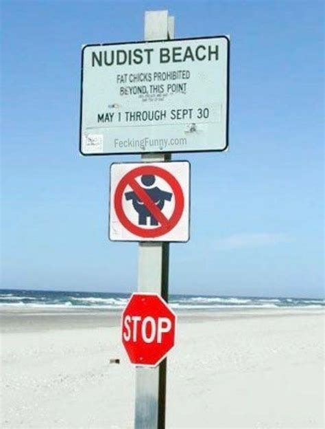 Funny Beach Sign Nudist Beach No Fat Checking Beach Fat Funny Man Nudist Picture Sign