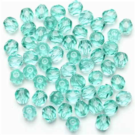 Light Sea Aqua Glass Czech Round Fire Polished Faceted 6mm Aqua Glass Beads Direct Diy