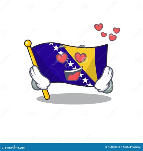 Happy Cute Flag Bosnia Falling in Love Design Stock Vector