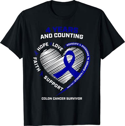 Amazon Com 4 Years Cancer Free Colon Cancer Survivor Gifts Women Men T