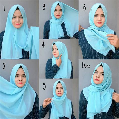 Blue Easy And Simple Hijab Tutorial Hijab Fashion Inspiration Easy Hijab Style Simple Hijab