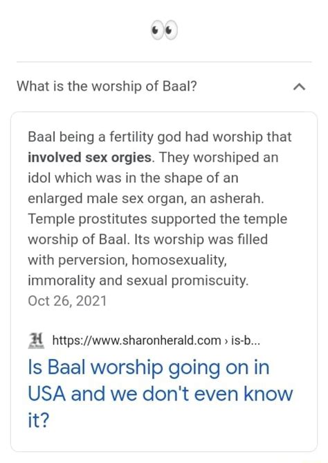 What Is The Worship Of Baal Baal Being A Fertility God Had Worship That Involved Sex Orgies