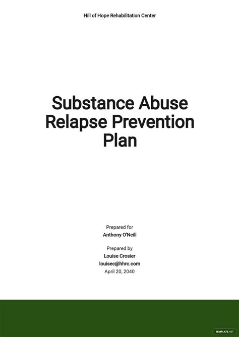 Relapse Prevention Plans Templates Format Free Download
