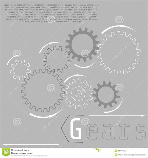 Vector Illustration Of Gears With On The Grey Background Business And