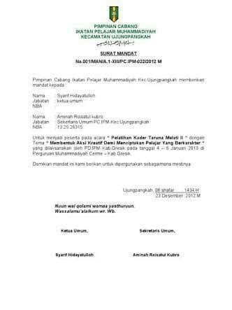 Ikatan pencak silat indonesia (ipsi) kabupaten belitung timur sekretariat : Contoh Surat Mandat Hmi