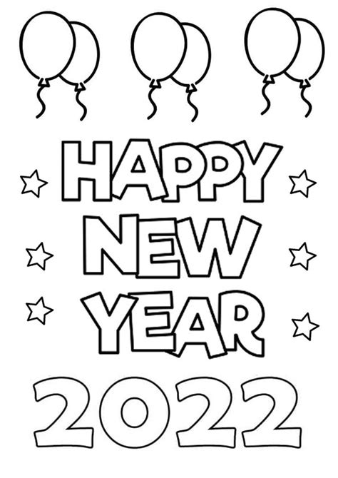 Coloring Pages Happy New Year Coloring Pages 2022 Printable