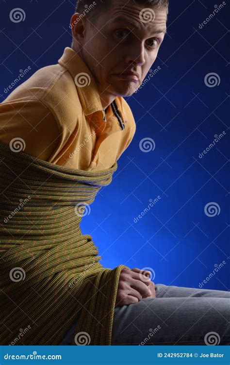 Man Tied Up In Coils Of Rope Stock Photo Image Of Captured Bound