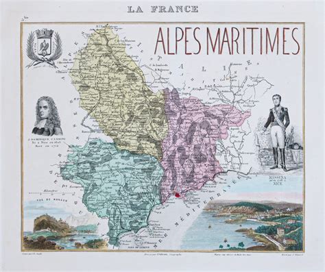 Carte Géographique Ancienne Du Département Des Alpes Maritimes Cartes