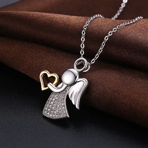 Womens 925 Sterling Silver Angel Pendant Necklace Buy Silver