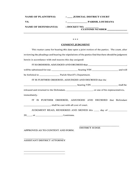 Consent Judgment Example Fill Online Printable Fillable Blank