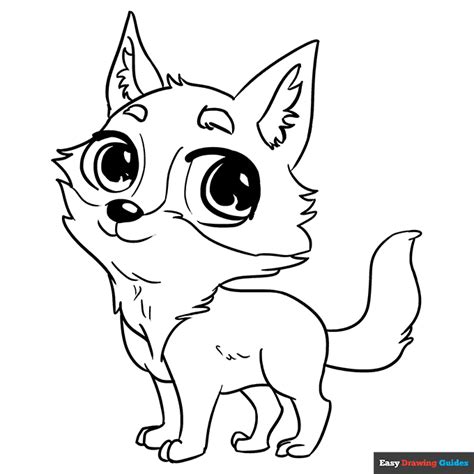 Chibi Wolf Coloring Page Easy Drawing Guides
