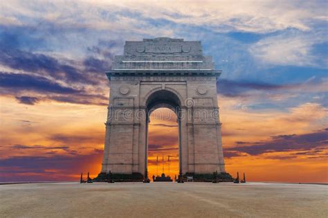 Sunset By India Gate Famous Landmark Of New Delhi Stock Image Image