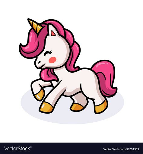 Cute Baby Unicorn Cartoon Walking Royalty Free Vector Image