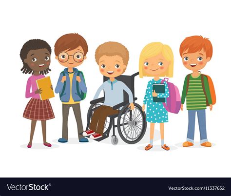 Disabled Child With His International Friends Vector Image