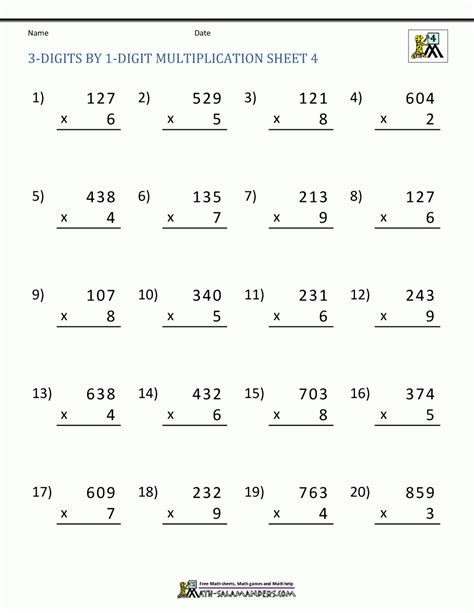 Multiplication Worksheets Grade 4 Math Drills Pdf
