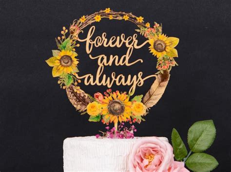 Sunflower Wedding Cake Topper With Last Name Personalized