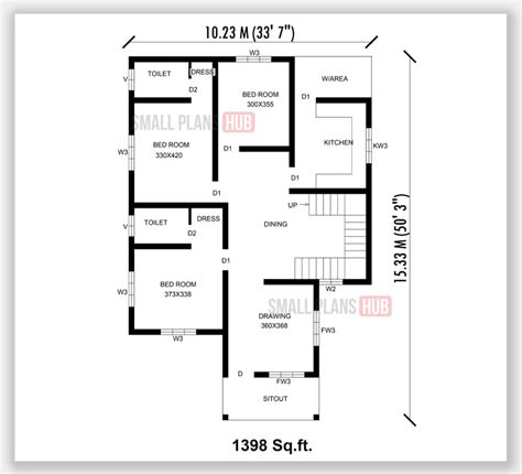 3 Bedroom House Plan Single Floor Plan Low Cost Floor Single Bedroom