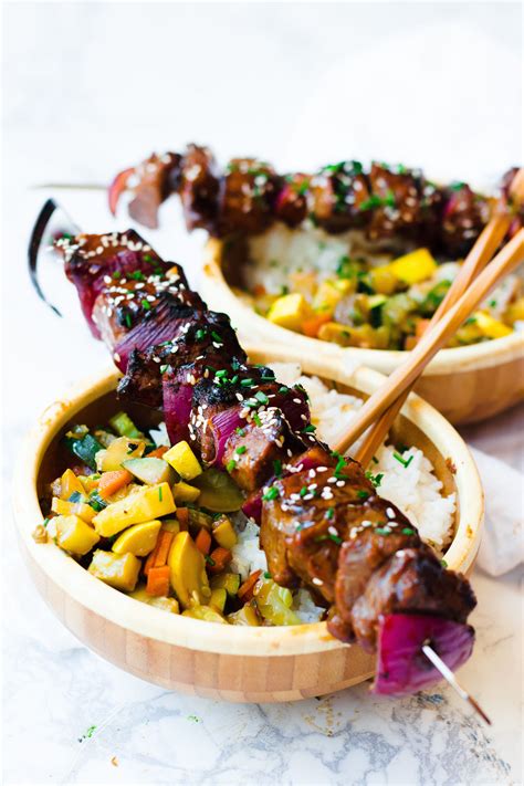 The tables just feel way too close together. Mongolian BBQ Beef Skewers & Veggie Bowls | Recipe | Beef ...