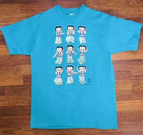 Vintage Betty Boop Hawaiian Hula Boop Cartoon T Shirt Sz Large Single