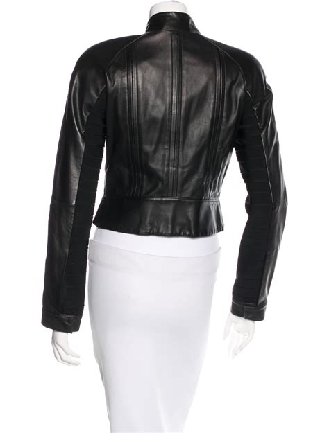 Herve Leger Aaliyah Leather Jacket Clothing Hev27139 The Realreal
