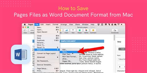 How To Save Pages Files As Word Document Format From Mac