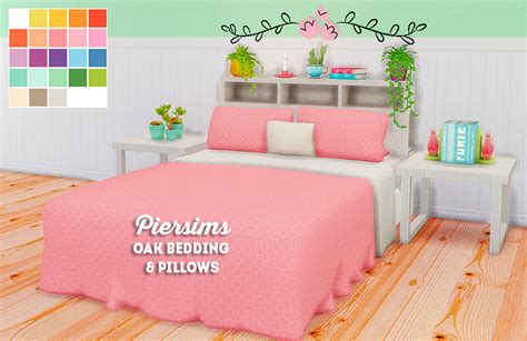 Sims 4 Pierisims Oak Bedding And Pillows Recolors Best Sims Mods