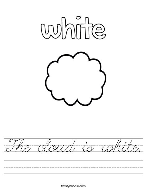 The Cloud Is White Worksheet Cursive Twisty Noodle