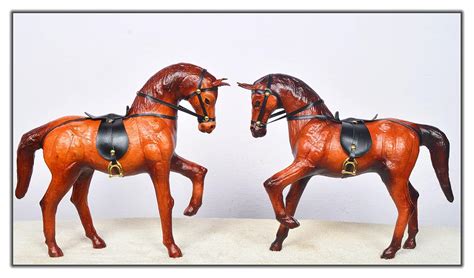 Shivaji Horse Pair Set Of 2 Leather12” Inch Showpiece Each Brown