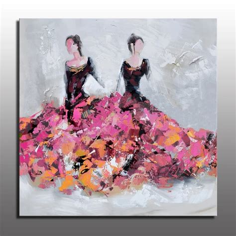 Modern Abstract Oil Painting Hand Painted Figure Painting Two Women In