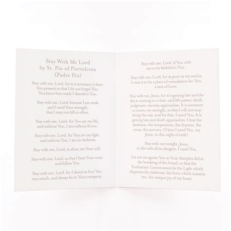 Stay With Me Lord Prayer Card Beige Novena Cards