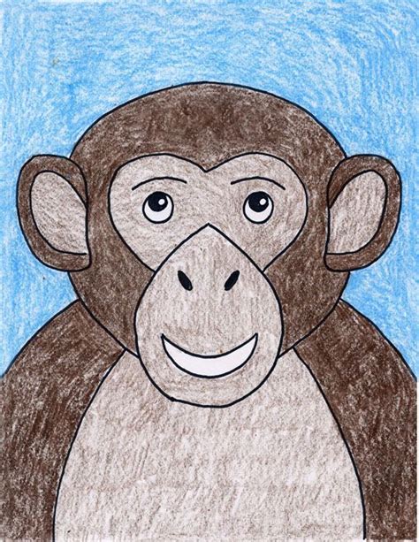 Easy How To Draw A Monkey Face Tutorial And Monkey Face Coloring Page