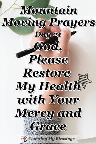 Day 21 God Please Restore My Health With Your Mercy And Grace