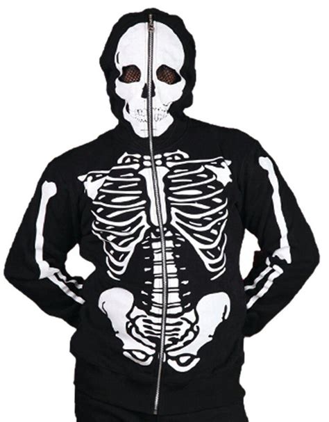 Banned Apparel Skeleton Skull Full Face Hoodie Zip Up Hood
