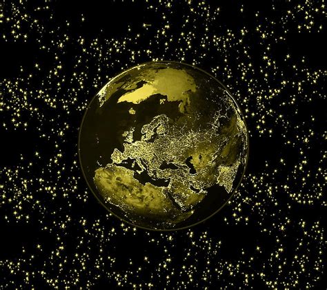 720p Free Download Golden Planet Earth Full Gold Shine Space Hd