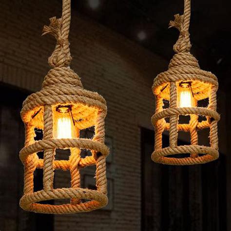 Vintage Single Head Decorative Hemp Rope Pendant Light Oemandodm Lamps