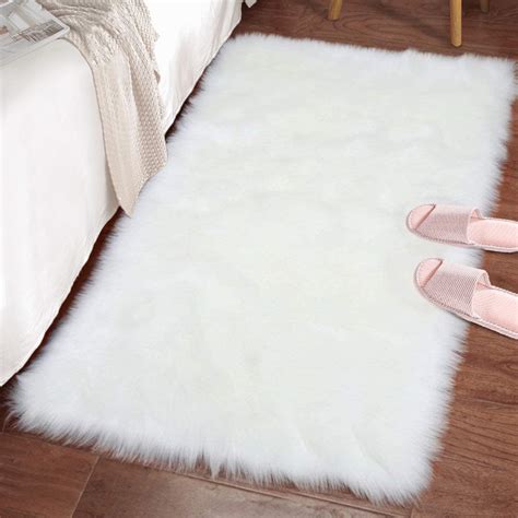 Buy LOCHAS Soft Fluffy Faux Fur Rugs For Bedroom Bedside Rug 2x3
