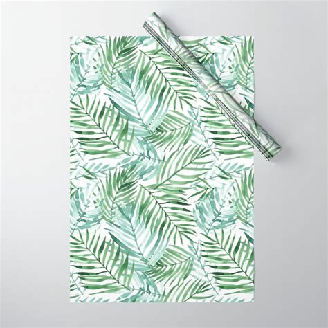 Watercolor Palm Leaves Pattern Wrapping Paper Palm Leaves Pattern