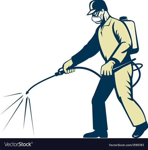 9 royalty free clipart cartoons: Pest control exterminator spraying side view vector image ...