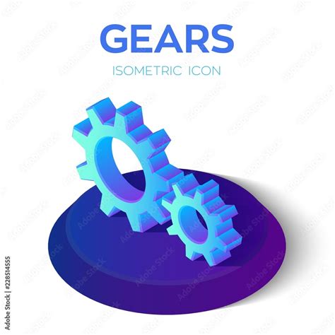 Gears Isometric Icon 3d Isometric Gears Sign Created For Mobile Web