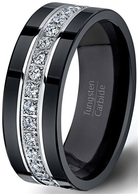 It is therefore addressed to the practical person, who tries to live his life under the laws of simplicity. Mens Wedding Band Black Tungsten Ring Fully Stacked with ...