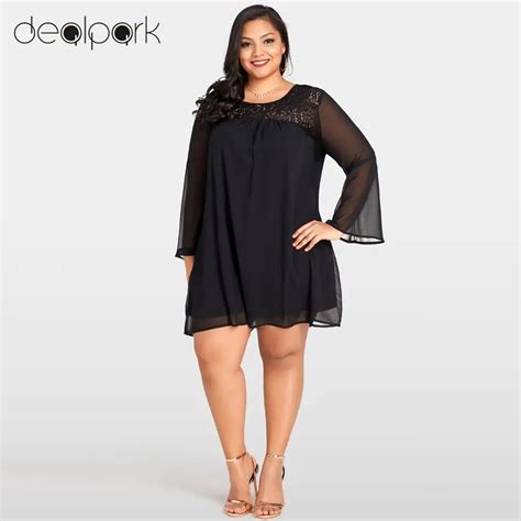 Buy Women Large Size Lace Chiffon Dress Xxxl Plus Size Sheer Sleeve Nightclub