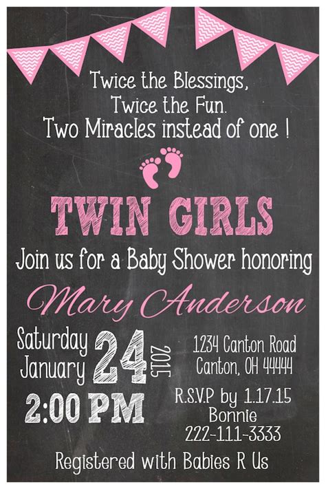 Chevron Twin Girls Baby Shower Invitation By Lalaexpressions