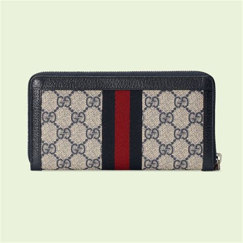 Ophidia Gg Zip Around Wallet In Beige And Blue Supreme Gucci No