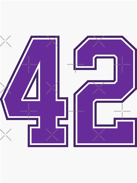 Purple Number 42 Lucky Sports Jersey Forty Two Sticker For Sale By
