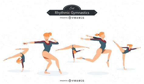 vector illustration rhythmic gymnastics set girls gymnasts on my xxx hot girl