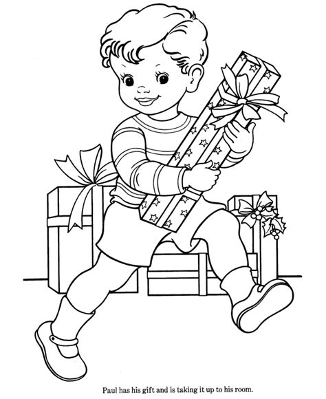 Boy With Ts Christmas Coloring Sheets Christmas Coloring Pages