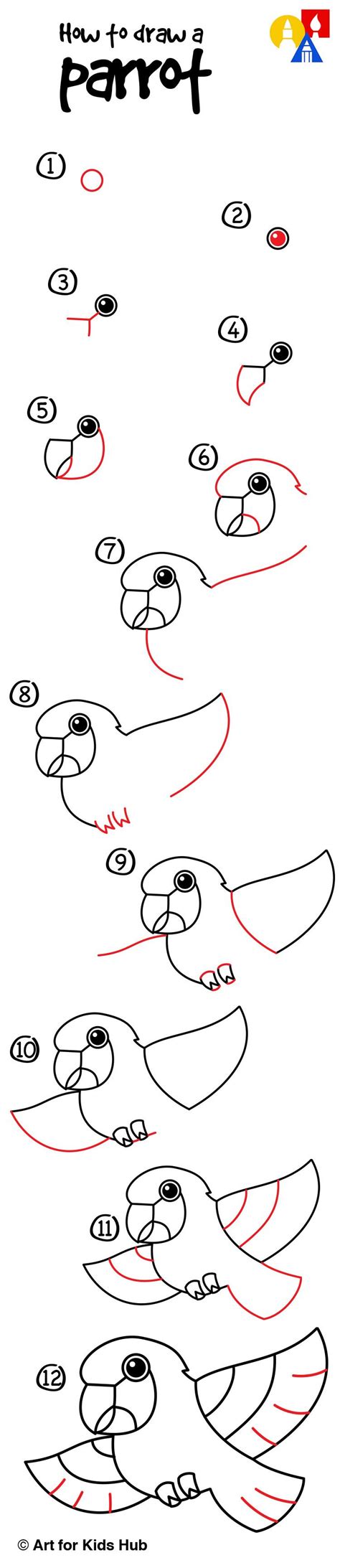 Don't forget the splashes of colour. How To Draw A Cartoon Parrot - Art For Kids Hub - | Art ...