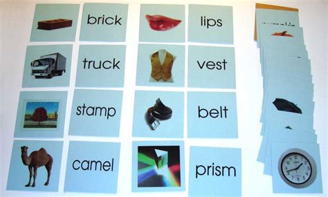 Blue Word And Picture Cards Montessori Materials By Lakeview