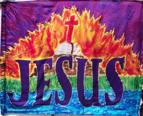 Jesus Silk Prophetic Worship Flag Hand Dyed Painted