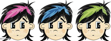 Cute Little Emo Girl Heads Stock Illustration Download Image Now Istock